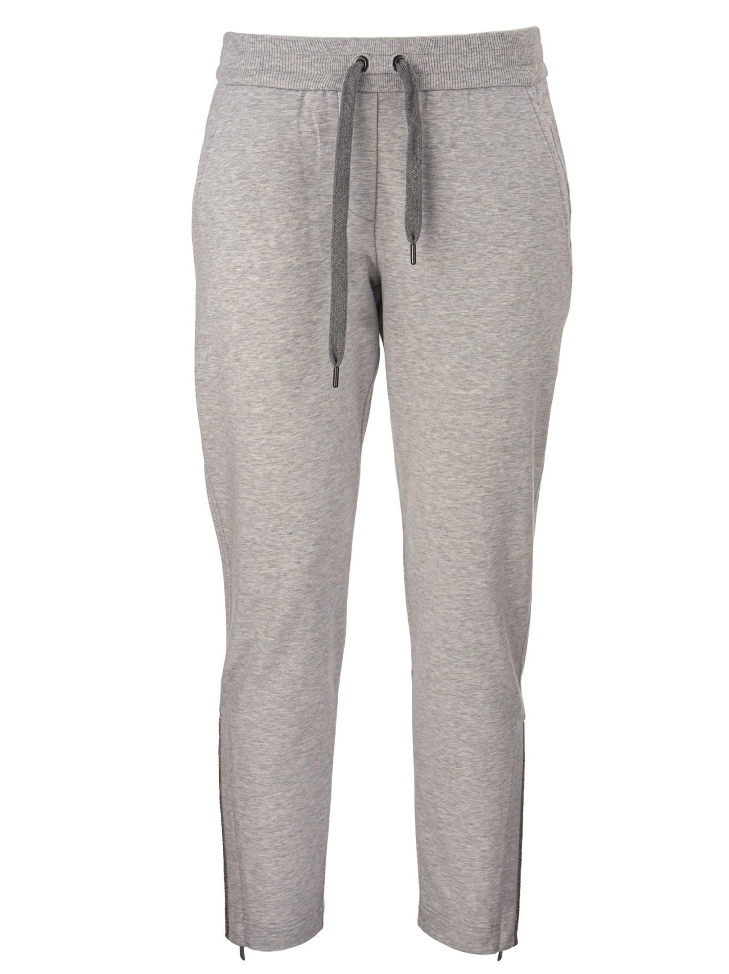 Lightweight stretch cotton sweatpants with shiny zipper cuffs -  Bellettini.com
