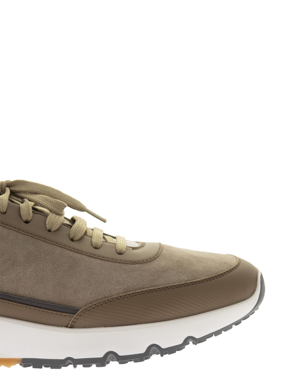 Washed suede and striped calfskin runners - Bellettini.com
