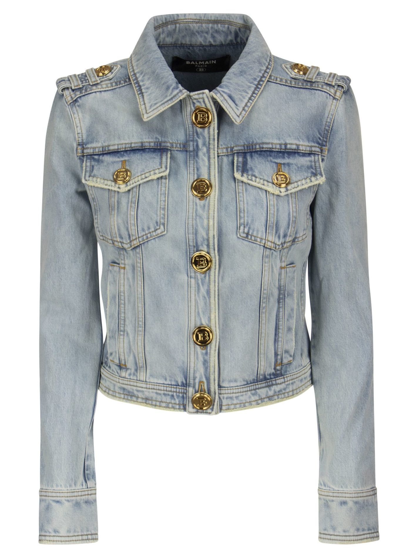 Denim jacket with gold buttons - Bellettini.com