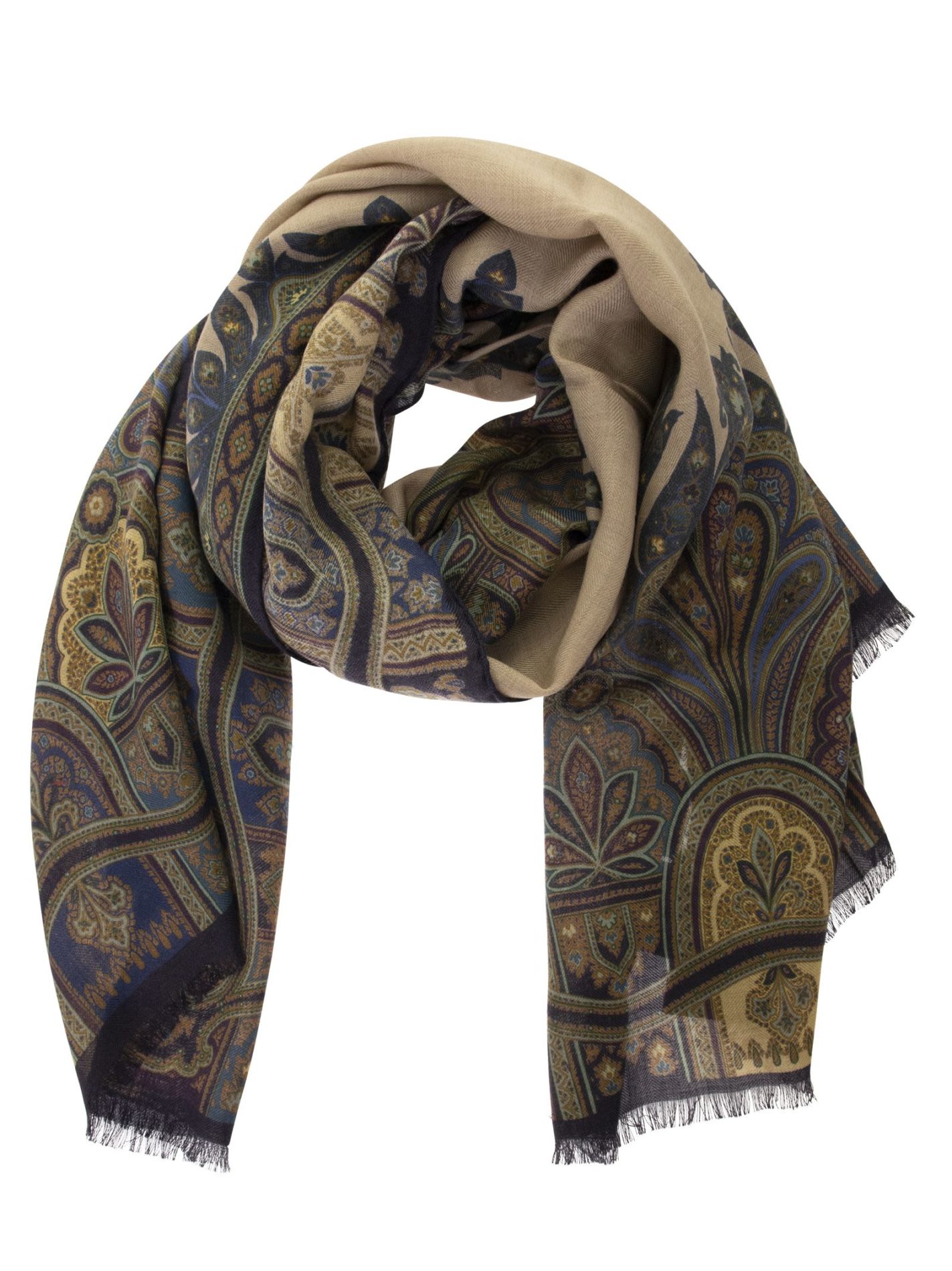Silk and Cashmere Scarf with Paisley Patterns - Bellettini.com
