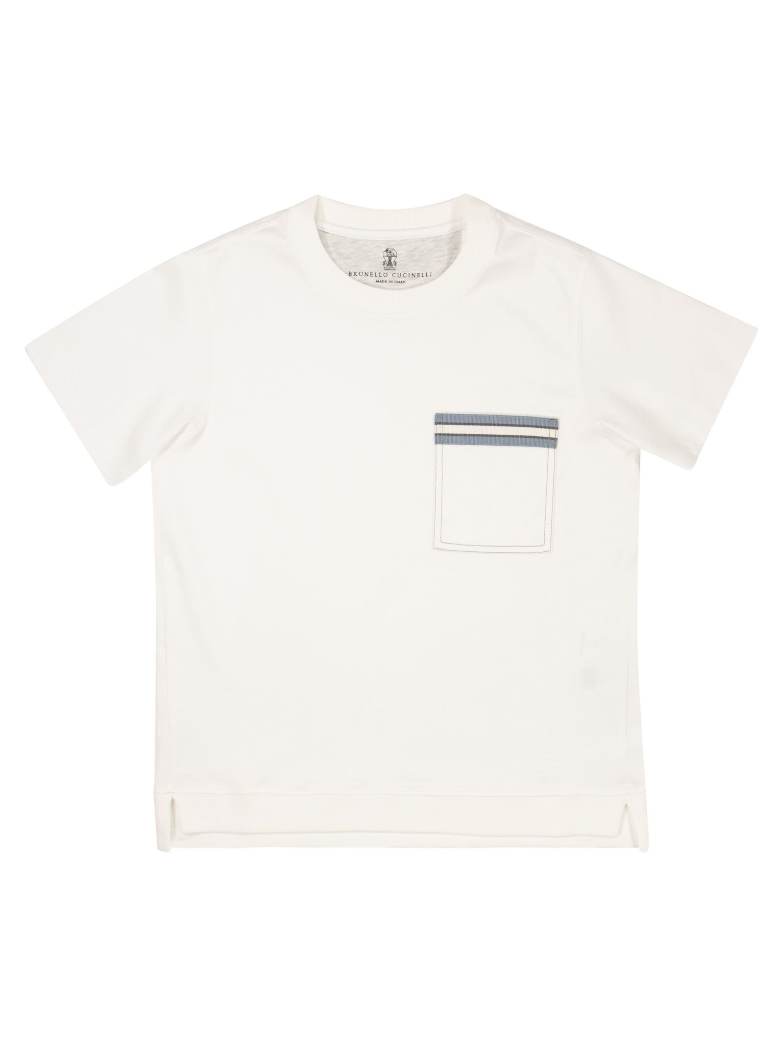 Cotton jersey T-shirt with grosgrain insert - Bellettini.com